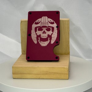 Cráneo rebelde - Cartera delgada minimalista grabada personalizada