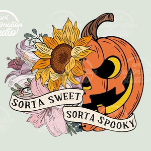 Sorta Sweet, Sorta Spooky Half Pumpkin, Half Flowers PNG, Sorta Sweet, Sorta Spooky Half Pumpkin, Half Flowers png, Halloween png, Sunflower