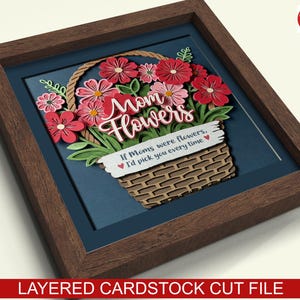 3d Mothers Day shadow box SVG, Cricut SVG File,  Flower for Mom shadow box file, CrafterLobby3