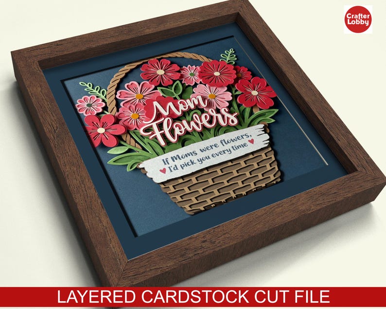 3d Mothers Day shadow box SVG, Cricut SVG File,  Flower for Mom shadow box file, CrafterLobby3