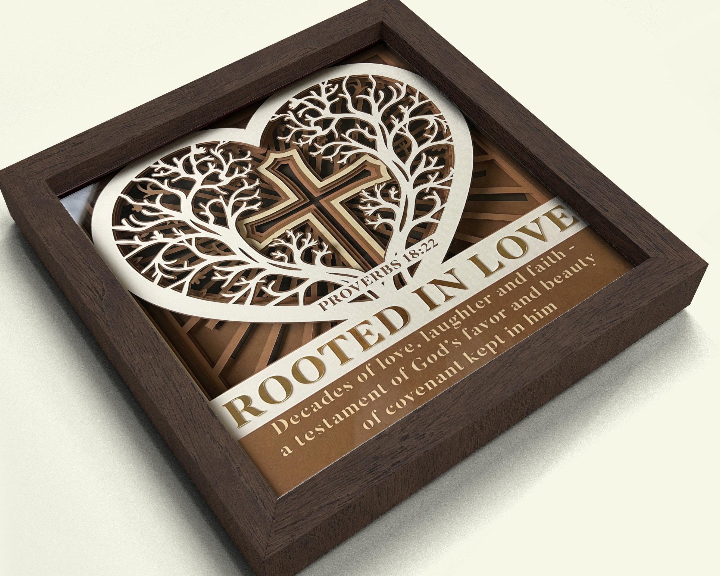 3D Rooted in Love Shadow Box SVG, Religious Cricut File - Etsy