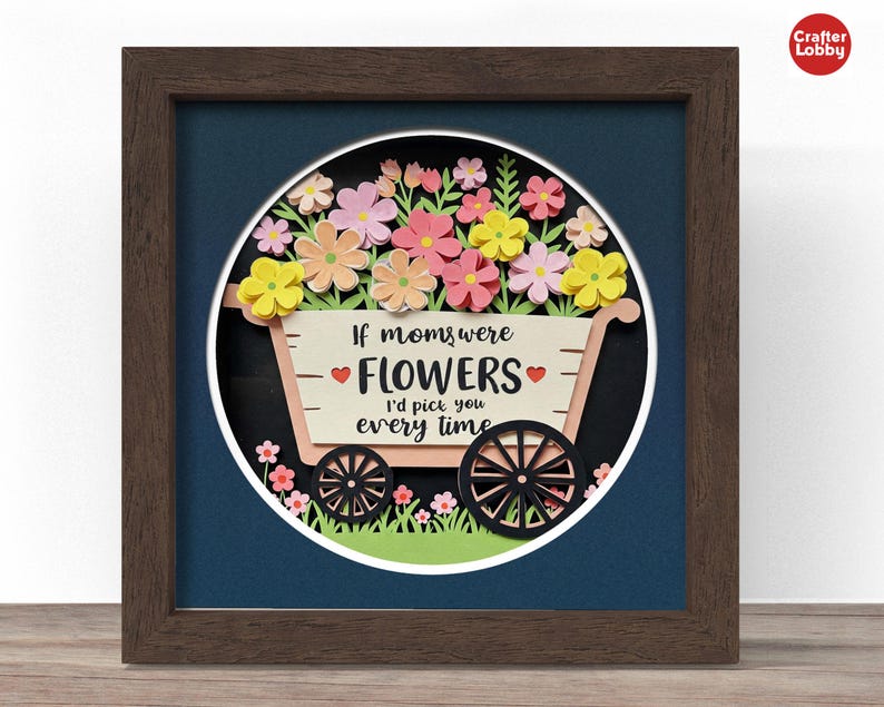 3d Mothers Day shadow box SVG, Cricut SVG File,  Flower for Mom shadow box file, CrafterLobby