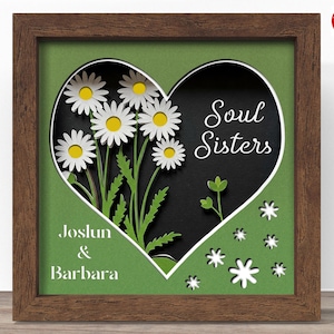 Caja de sombras de hermana personalizable en 3D SVG, archivo SVG de Cricut, archivo de caja de sombras de Soul Sisters, Bestie SVG, CrafterLobby