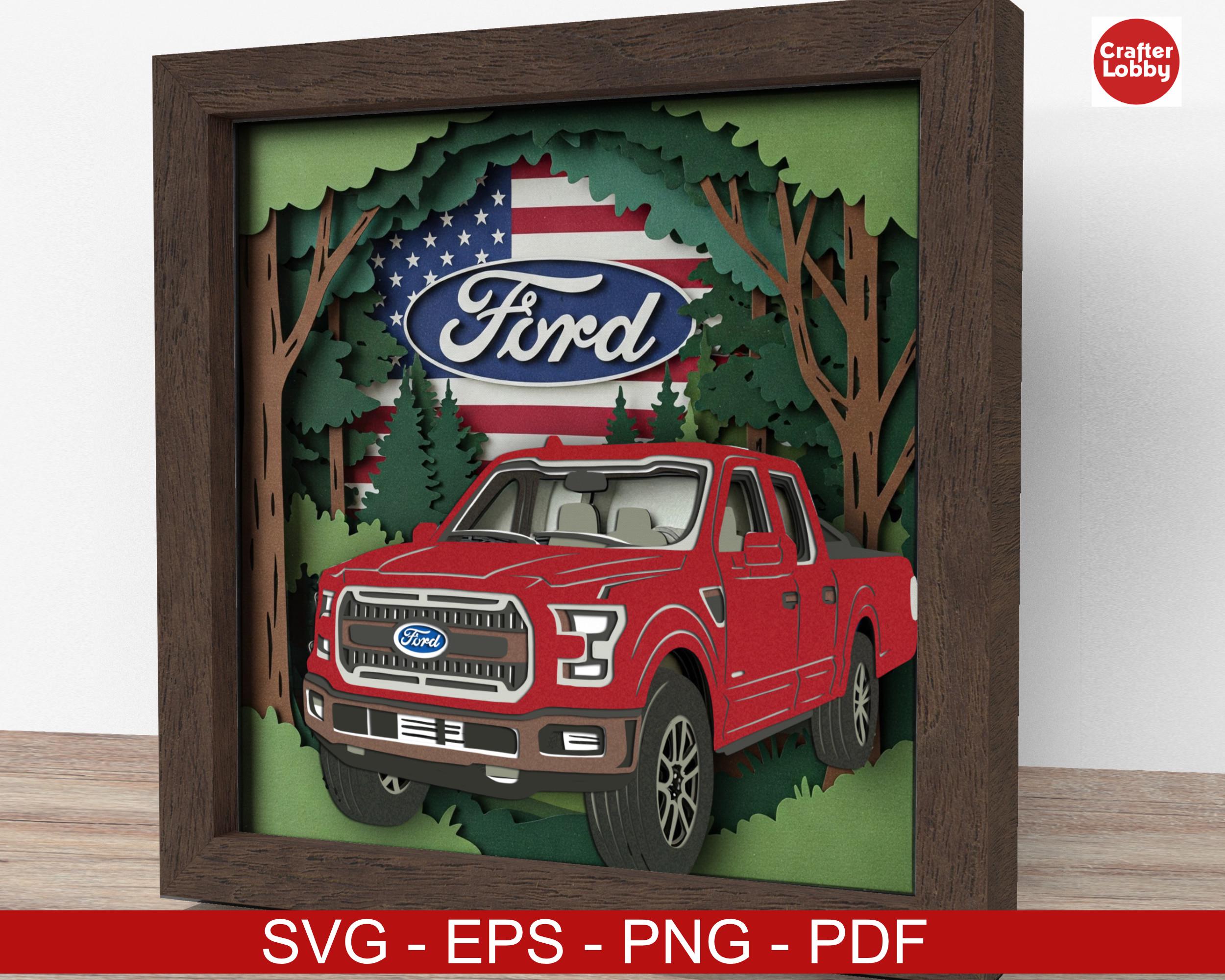 Vector Box Ford Red Ford Truck Shadow Box SVG File: Cricut, Silhouette (digital ...
