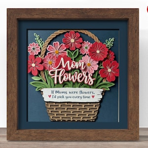 Scatola delle ombre per la festa della mamma in 3D SVG, file SVG Cricut, file scatola delle ombre per la mamma Flower for Mom, CrafterLobby