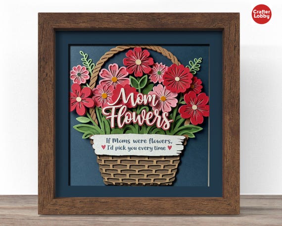 3D Mother's Day Flower Shadow Box SVG File (Digital Download)