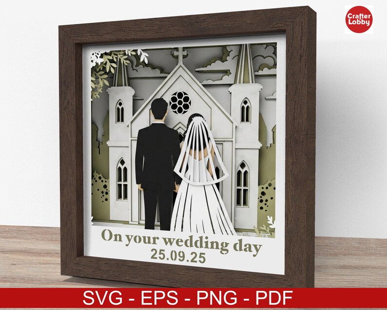 3D Church Wedding Shadow Box SVG: Papercut File for Cricut - Etsy