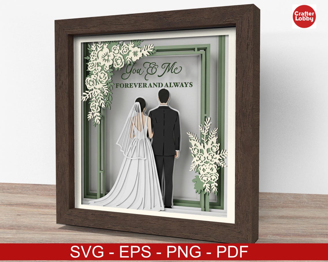 Wedding Couple Shadow Box SVG: Wedding Papercut File - Etsy