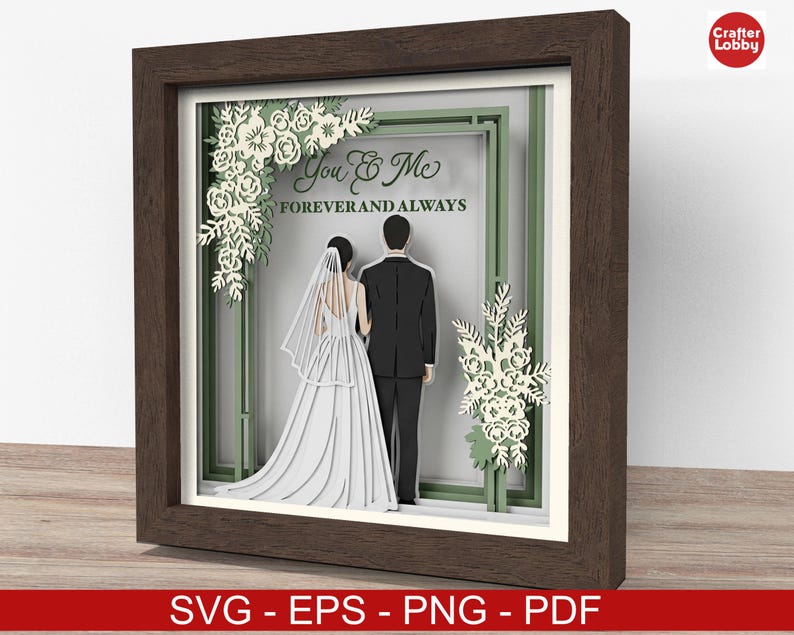 Wedding Couple Shadow Box SVG: Wedding Papercut File - Etsy