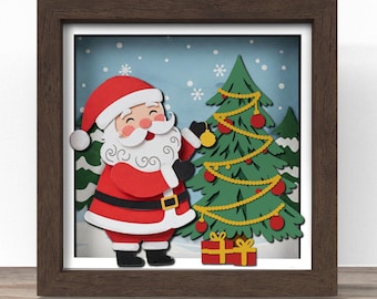 3D SVG クリスマス シャドーボックス、レイヤード ウィンター シャドー