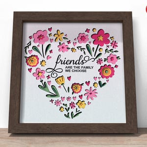 3d FRIENDS svg - friends are the family we choose shadow box SVG, Cricut SVG File, Inspirational quote shadow box file, CrafterLobby