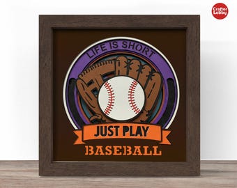 Baseball Shadow Box SVG: 3D Papercut sports svg File