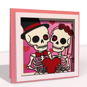 Skull Couple Valentine Card SVG, Cricut Card SVG File, 3d popup Card, 3d papercut SVG card cut file, Shadow Box Card, CrafterLobby2