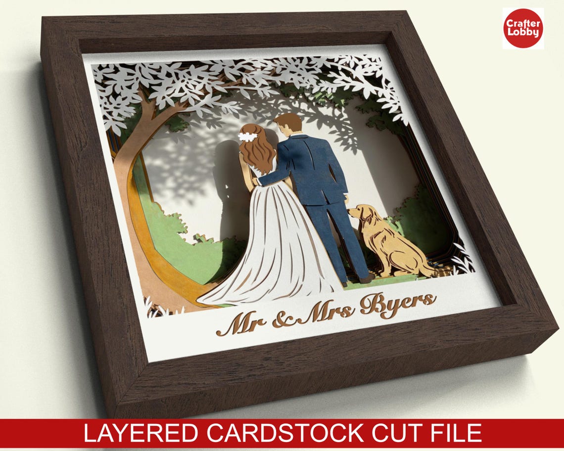 Wedding Couple Shadow Box SVG: 3D Papercut File (digital Download) - Etsy