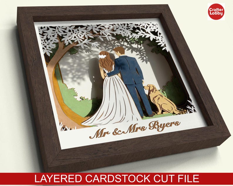 Wedding Couple Shadow Box SVG: 3D Papercut File (digital Download) - Etsy