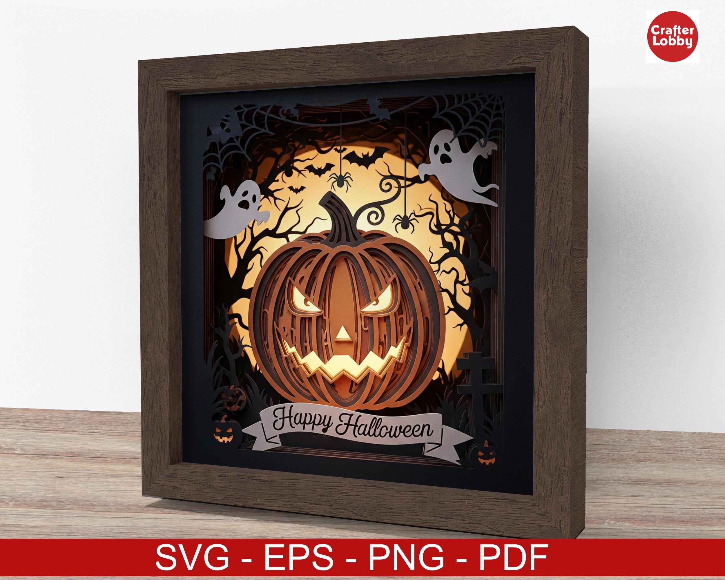 3d Happy Halloween Pumpkin Shadow Box SVG, Cricut SVG File, Scary ...