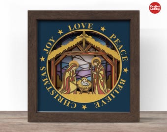 3D Nativity Shadow Box SVG: Papercut Template for Cricut