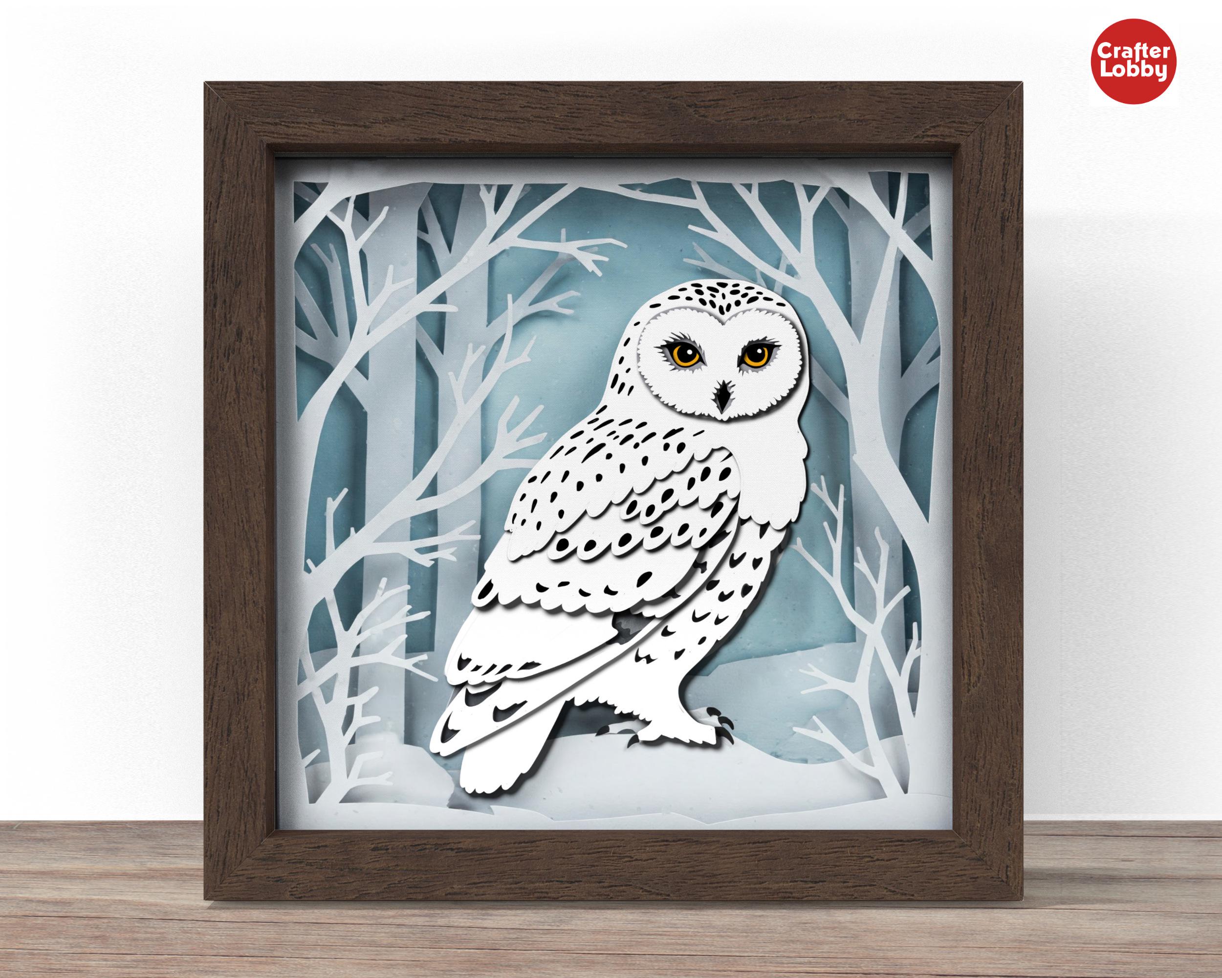 3D Winter Owl Shadow Box SVG: Papercut Template (Digital Download)