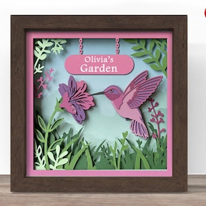 3D Hummingbird Shadow Box SVG: Papercut Cardstock File
