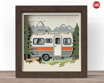 3D Trailer Camper Shadow Box SVG: Cricut Papercut File