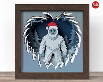 3D Snowman Shadow Box SVG, Christmas Papercut File