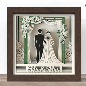 Mr & Mrs Couple Arch Shadow Box SVG: Wedding Papercut File - Etsy