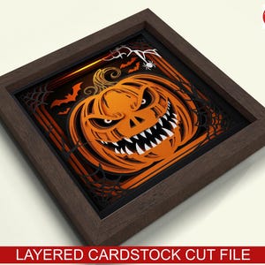 3d Halloween Pumpkin Shadow Box SVG, Cricut SVG File, Scary Pumpkin ...