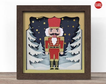 3D Nutcracker Shadow Box SVG: Christmas Papercut File (Cricut, Silhouette)