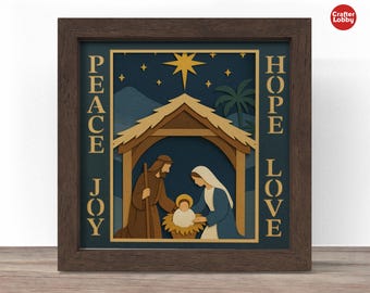 3D Nativity Shadow Box SVG: Papercut Template for Cricut