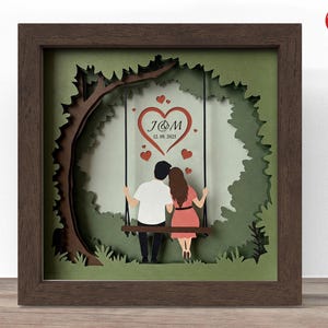 3D Hochzeitstag Schattenbox SVG, Hochzeit Schattenbox SVG, Cricut SVG-Datei, 3D Papierschnitt SVG, CrafterLobby.