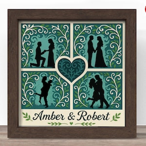 3d wedding couple shadow box SVG, wedding gift shadow box file, Cricut SVG File, 3d papercut SVG, CrafterLobby.
