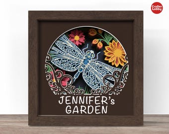 3D Dragonfly Shadow Box SVG: Papercut Cardstock File