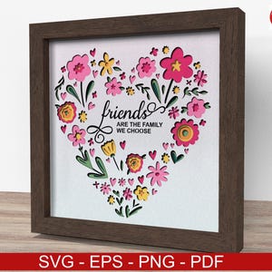 3d FRIENDS svg - friends are the family we choose shadow box SVG, Cricut SVG File, Inspirational quote shadow box file, CrafterLobby