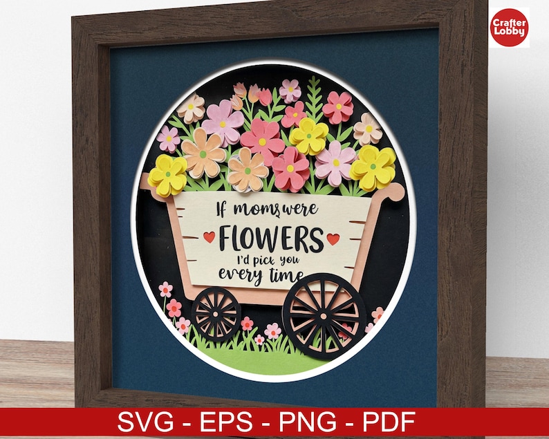 3d Mothers Day shadow box SVG, Cricut SVG File,  Flower for Mom shadow box file, CrafterLobby1