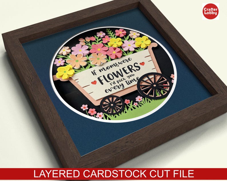 3d Mothers Day shadow box SVG, Cricut SVG File,  Flower for Mom shadow box file, CrafterLobby3
