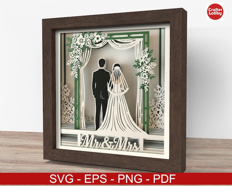Mr & Mrs Couple Arch Shadow Box SVG: Wedding Papercut File - Etsy