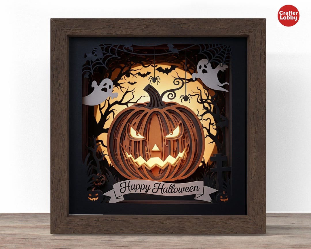 3d Happy Halloween Pumpkin Shadow Box SVG, Cricut SVG File, Scary ...