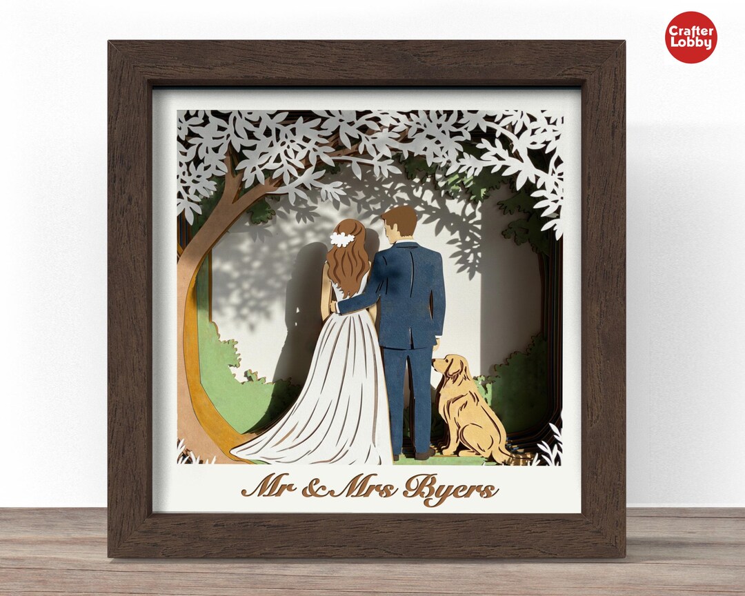 Wedding Couple Shadow Box SVG: 3D Papercut File (digital Download) - Etsy