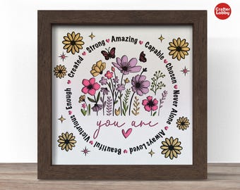 Religiöse Blumen Shadow Box SVG: Bibel-Vers Cricut-Datei (Digitaler Download)