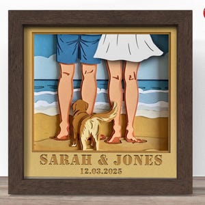 3d personalizowany plażowy cień pary pudełko SVG, Cricut SVG File, letni cień pudełko plik, 3d papercut SVG plik cięcia papieru, CrafterLobby