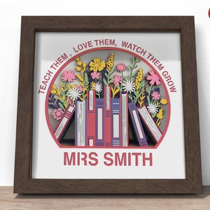 Schattenbox für Lehrer SVG: Anpassbare 3D-Skulptur aus Papier (Digitaler Download)