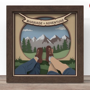 Marriage = Adventure Shadow Box SVG: 3d Papercut File (Cricut, Silhouette)