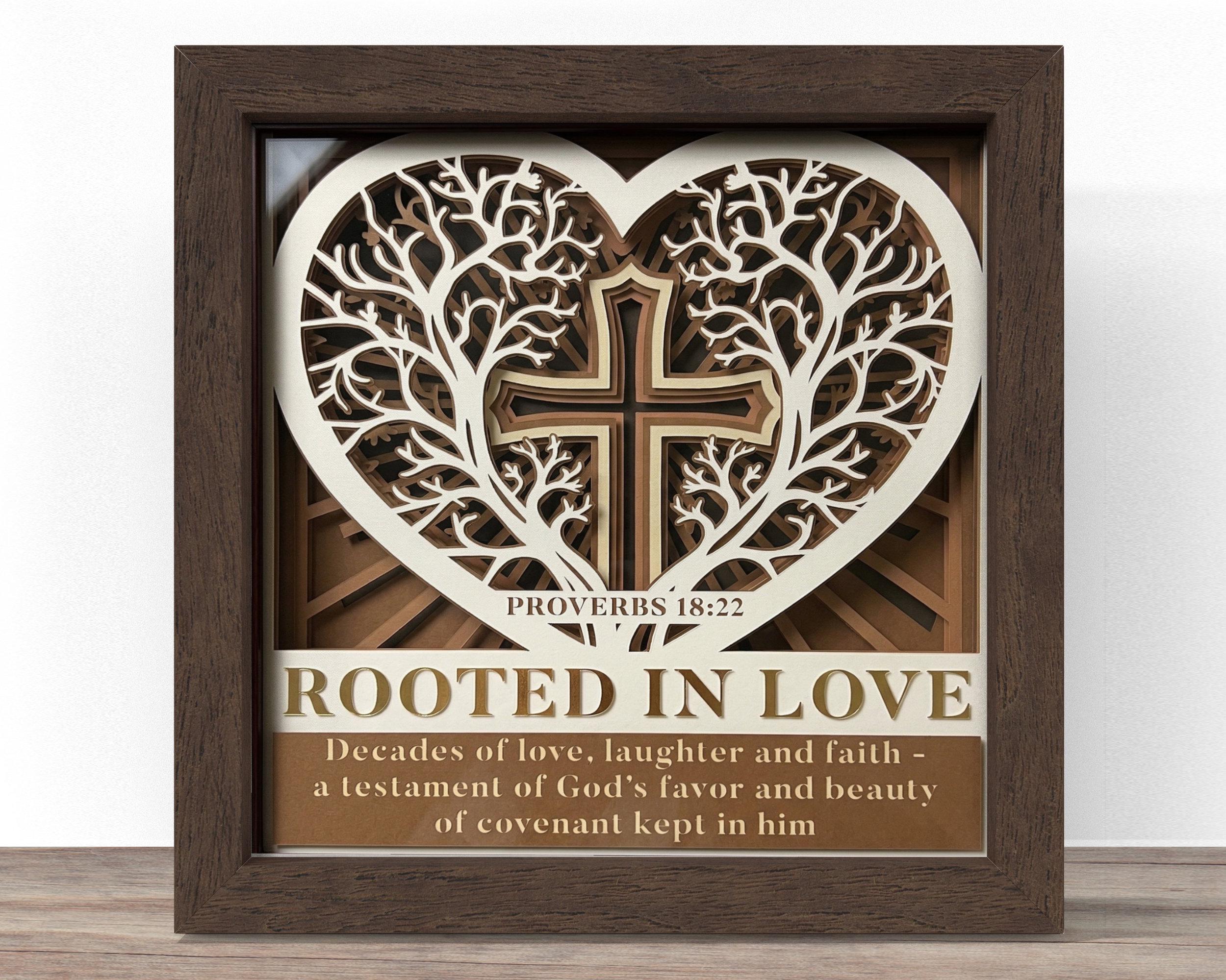 3D Rooted in Love Shadow Box SVG, Religious Cricut File - Etsy