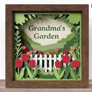 3D-grootmoeder shadow box SVG, Cricut SVG-bestand, tuin shadow box-bestand, 3D papercut SVG cardstock gesneden bestand, CrafterLobby
