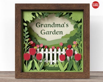 Grandma's Garden Shadow Box SVG: 3D Papercut-bestand