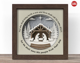 3D Nativity Shadow Box SVG: Papercut Template for Cricut