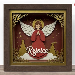 3D Christmas Rejoice shadow box SVG, fichier Cricut SVG, fichier de boîte d'ombre d'ange, 3D papercut SVG cartonné coupe fichier, CrafterLobby