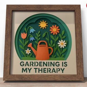 3D-tuinieren is mijn therapie shadow box SVG, Cricut SVG-bestand, tuin shadow box-bestand, 3D papercut SVG-karton gesneden bestand, CrafterLobby
