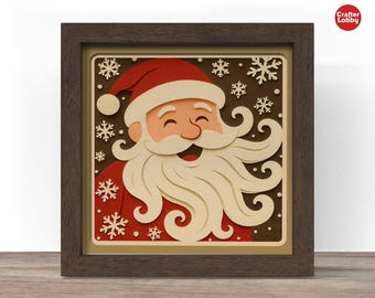 サンタのクリスマスシャドーボックス SVG: 3D ペーパークラフト