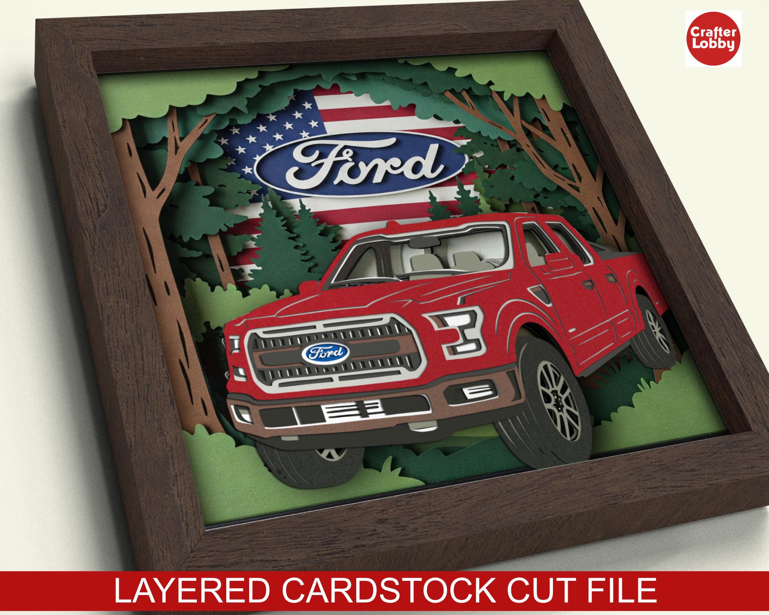 Vector Box Ford Red Ford Truck Shadow Box SVG File: Cricut, Silhouette (digital ...